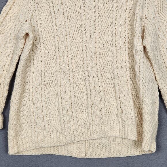 Vintage Barnas Mor Cardigan Sweater Womens XL Ivory Wool Irish Aran Cable 80s - Picture 9 of 10